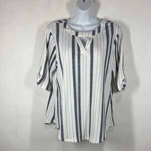 Cure Striped Women's Top - Blue and White size large
